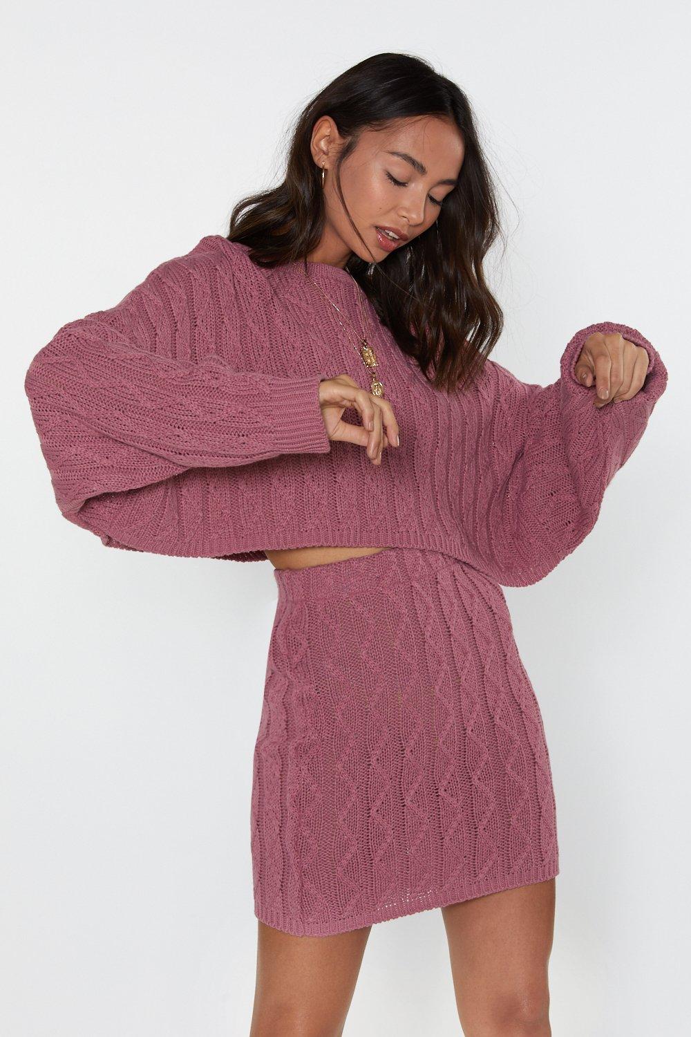 It Takes Two Cable Knit Jumper and Skirt Set Nasty Gal